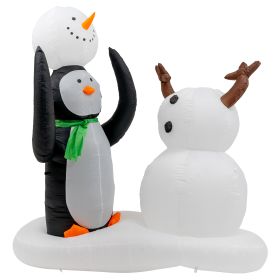 7 Foot Christmas Inflatable Penguin and Snowman Outdoor Decorations with Build-in LED Lights