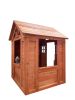 All Wooden Kids Playhouse with 2 windows and flowerpot holder,42"Lx46"Wx55"H,Golden Red