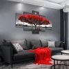 Canvas Wall Art Red Tree Wall Art with Moon Black and White Landscape Pictures for Wall Decor Large Pictures for Living Room 5 Pieces