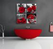 Canvas Wall Art Red Rose Painting Black and White Wall Art Flower Pictures Canvas Print for Living Room Bedroom Home Decorations 4 Pieces