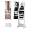 Full mirror wood flooring style with 2 large drawers, natural light strip, jewelry storage mirror cabinet - white