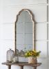 22" x 48" Large Cream & Gold Framed Wall Mirror, Wood Arched Mirror with Decorative Window Look for Living Room, Bathroom, Entryway