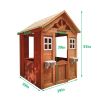 All Wooden Kids Playhouse with 2 windows and flowerpot holder,42"Lx46"Wx55"H,Golden Red