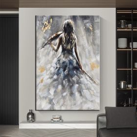 Oil Painting 100% Handmade Hand Painted Wall Art On Canvas Vertical Abstract Violin Women Back Home Decoration Decor (size: 150X220cm)