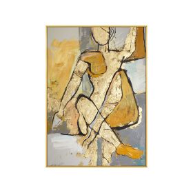 100% Hand Painted Abstract Gold And Silver People Man Oil Paintings Home Decor Wall Art Pictures Handmade Painting Large Oils No Frame (size: 60X90cm)