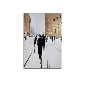 100% Hand Painted Abstract Oil Painting Wall Art Modern Figure Stand On the Street On Canvas Home Decoration For Living Room No Frame (size: 70x140cm)