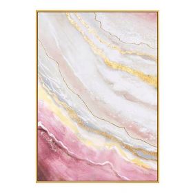 Hand Painted Gold Foil Abstract Oil Painting Wall Art Modern Minimalist Pink Marble Picture Canvas Home Decor For Living Room No Frame (size: 50X70cm)