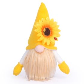 Spring Gnomes Easter Decorations;  Handmade Summer Sunflower Gnomes Faceless Plush Doll (Color: yellow)