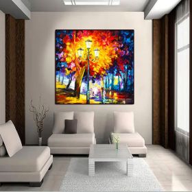 New Painting Home Decoration Modern Hand Painted Abstract Painting With Blue And Gold Texture Large Living Room Wall Picture (size: 100x100cm)